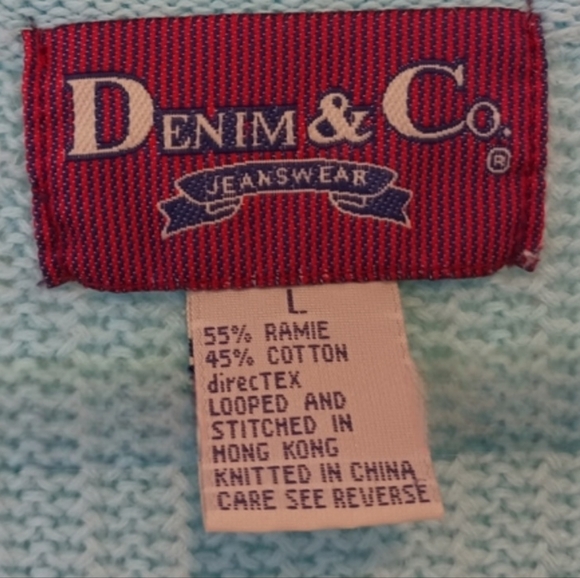 Denim & Co light blue V neck sweater - Picture 3 of 3